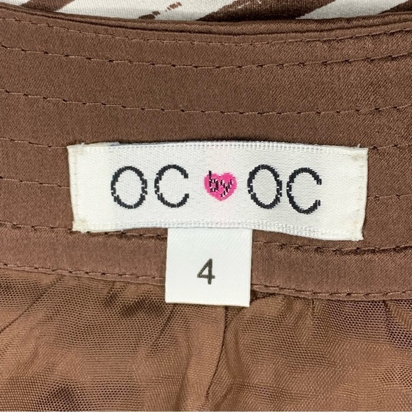 Size 4 Silk Multicolored Floral Oc By Oc Belted Dress Sleeveless Satin Pullover - Picture 8 of 11